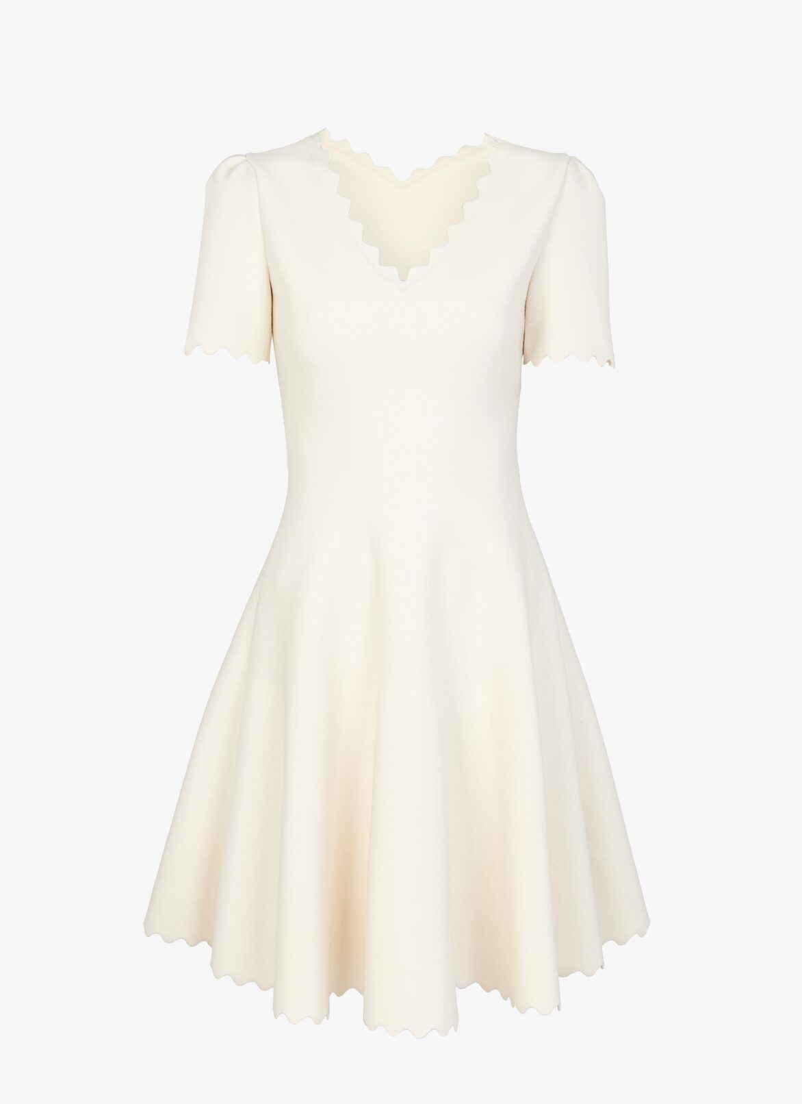 Wool-blend jersey skating-style dress ALAÏA PEARL WHITE WOOL-BLEND JERSEY SKATING-STYLE DRESS